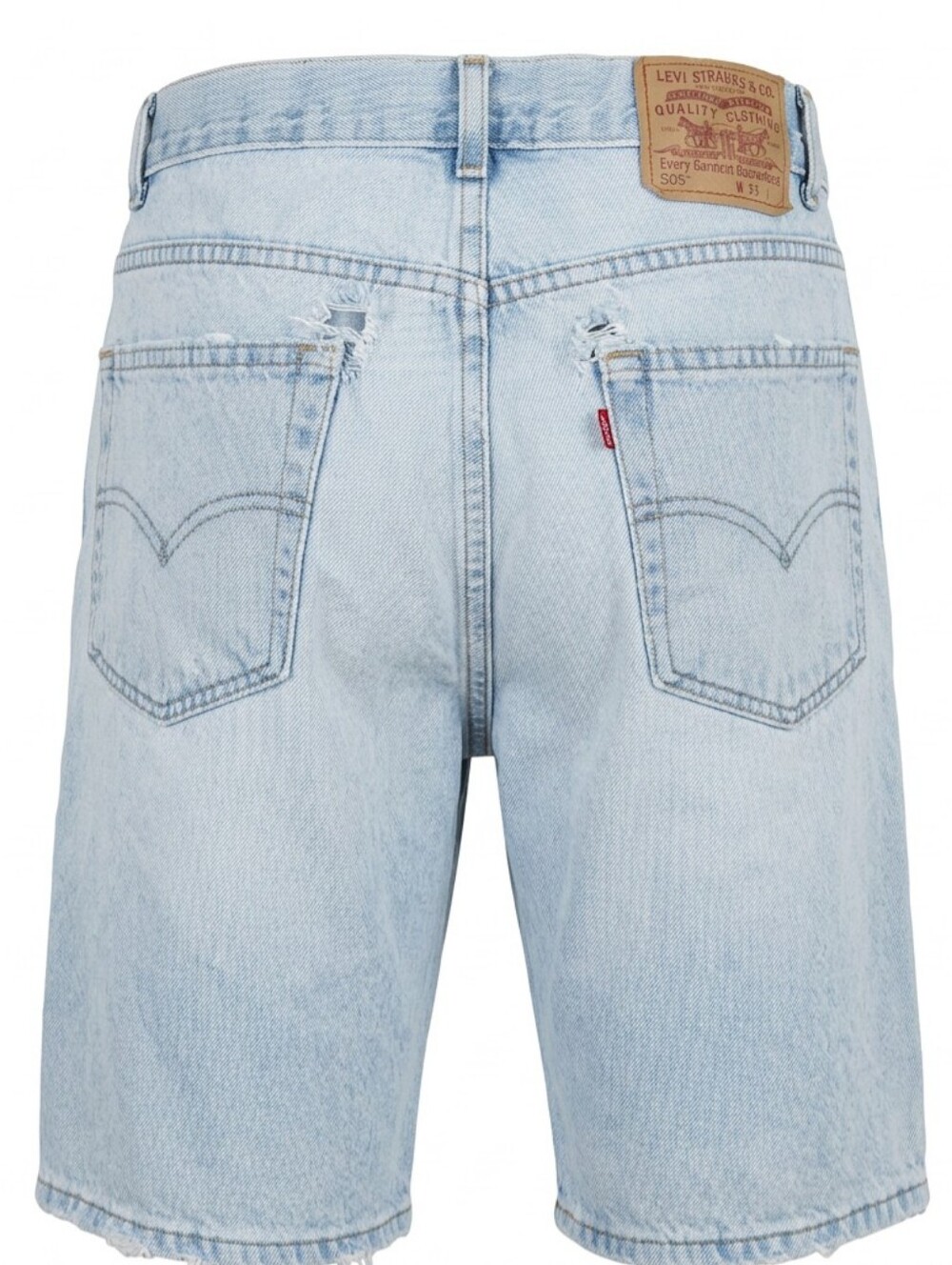 Levi's 505 Light Blue Distressed Denim Shorts Vintage Mens Size 33 Y2K Dad Short